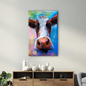 Cow Smiling | Glass Wall Art - Artdesigna