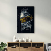 Abstract Yellow Poseidon | Glass Wall Art - Artdesigna