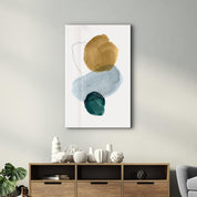 Green and Golden Shapes 2 | Glass Wall Art - Artdesigna