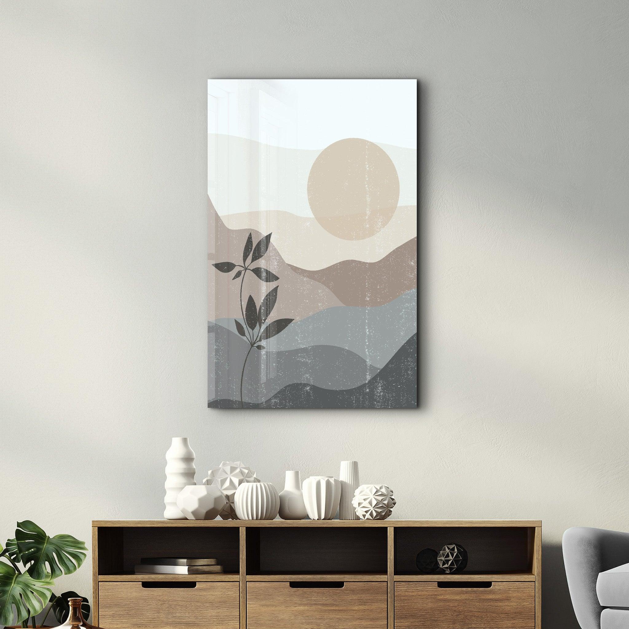 Abstract Flower and Sun | Glass Wall Art - Artdesigna