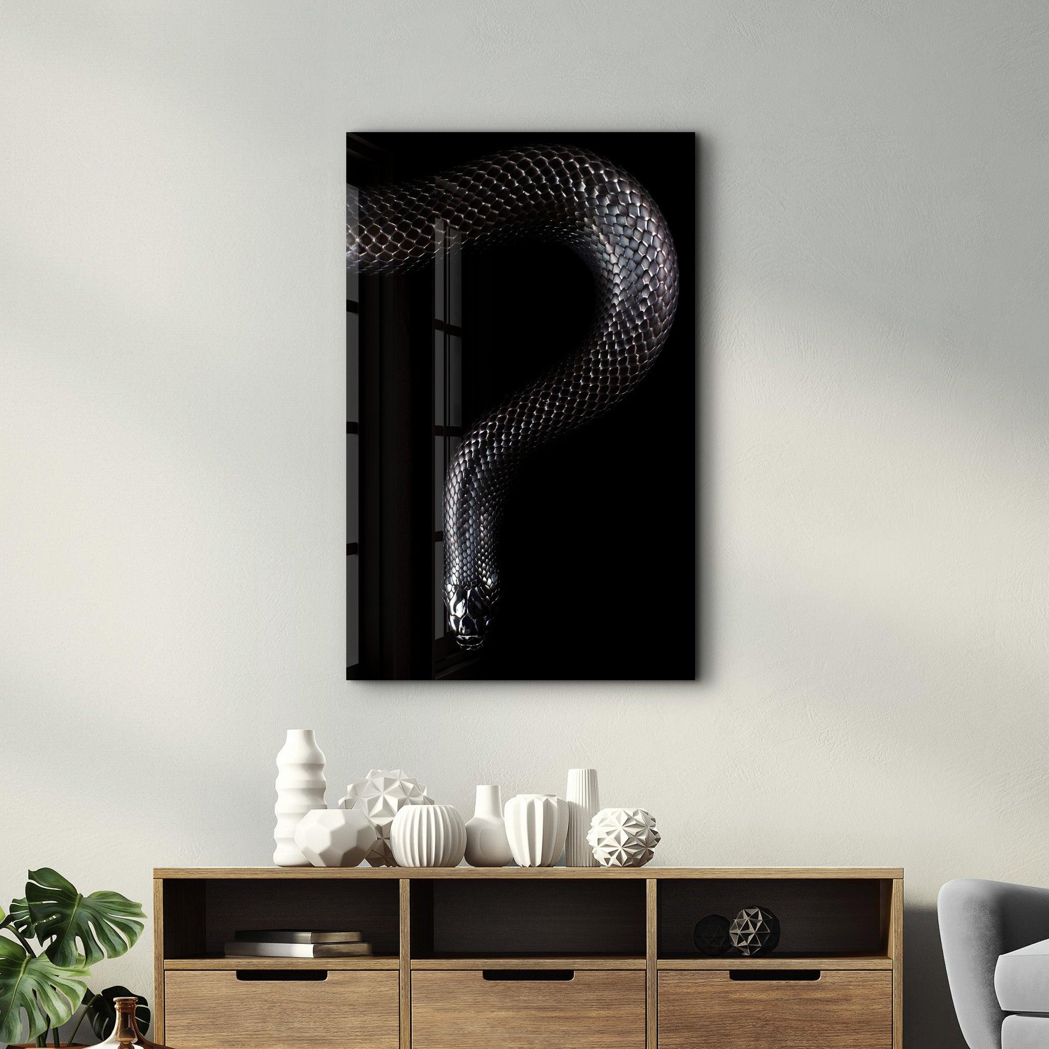 The black Mamba | Glass Wall Art - Artdesigna