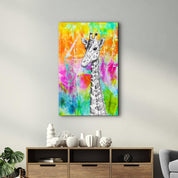 Colorful Giraffe | Glass Wall Art - Artdesigna