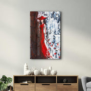 Lady in Red | Glass Wall Art - Artdesigna