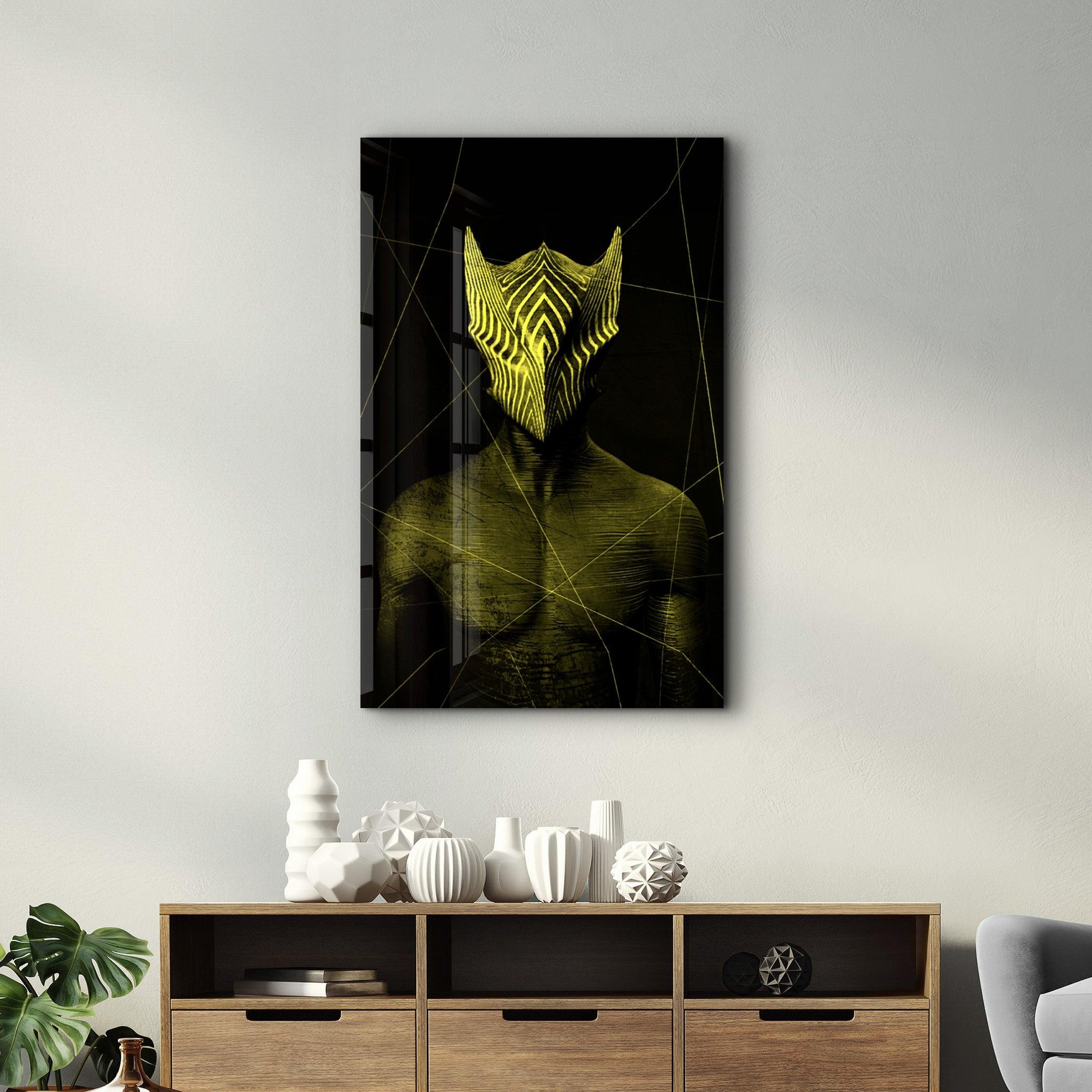 Abstract Masked Man V3 | Glass Wall Art - Artdesigna