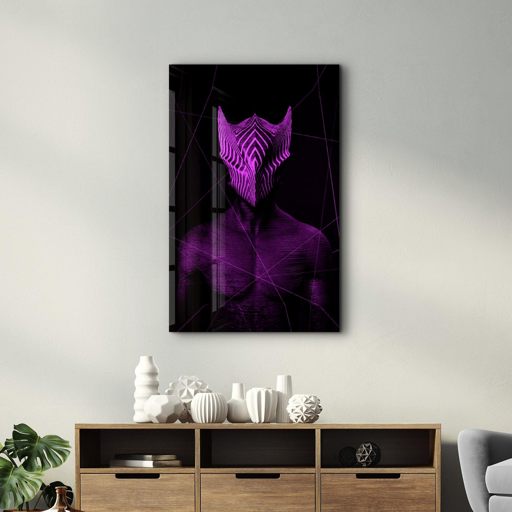 Abstract Masked Man V5 | Glass Wall Art - Artdesigna