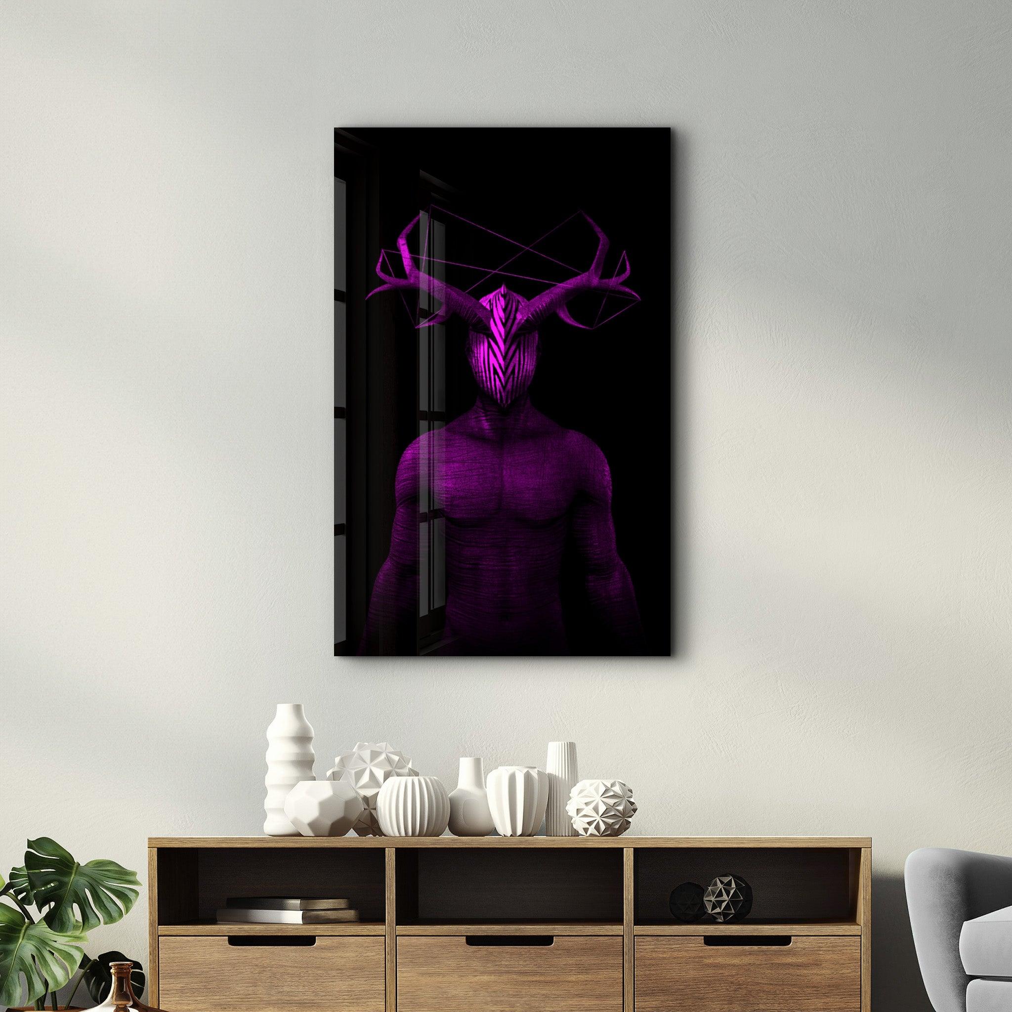 Abstract Masked Man V12 | Glass Wall Art - Artdesigna