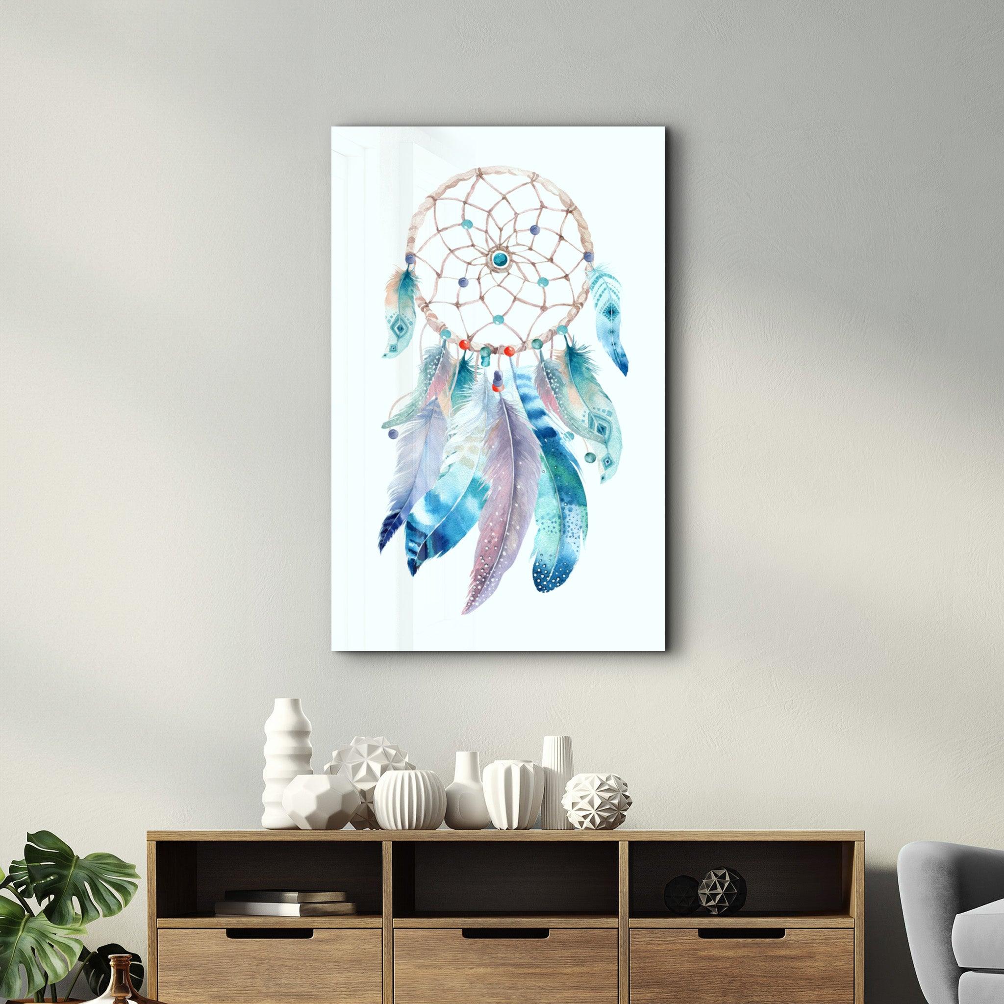 Abstract Feathers | Glass Wall Art - Artdesigna