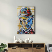 Abstract Chaplin Portrait | Glass Wall Art - Artdesigna