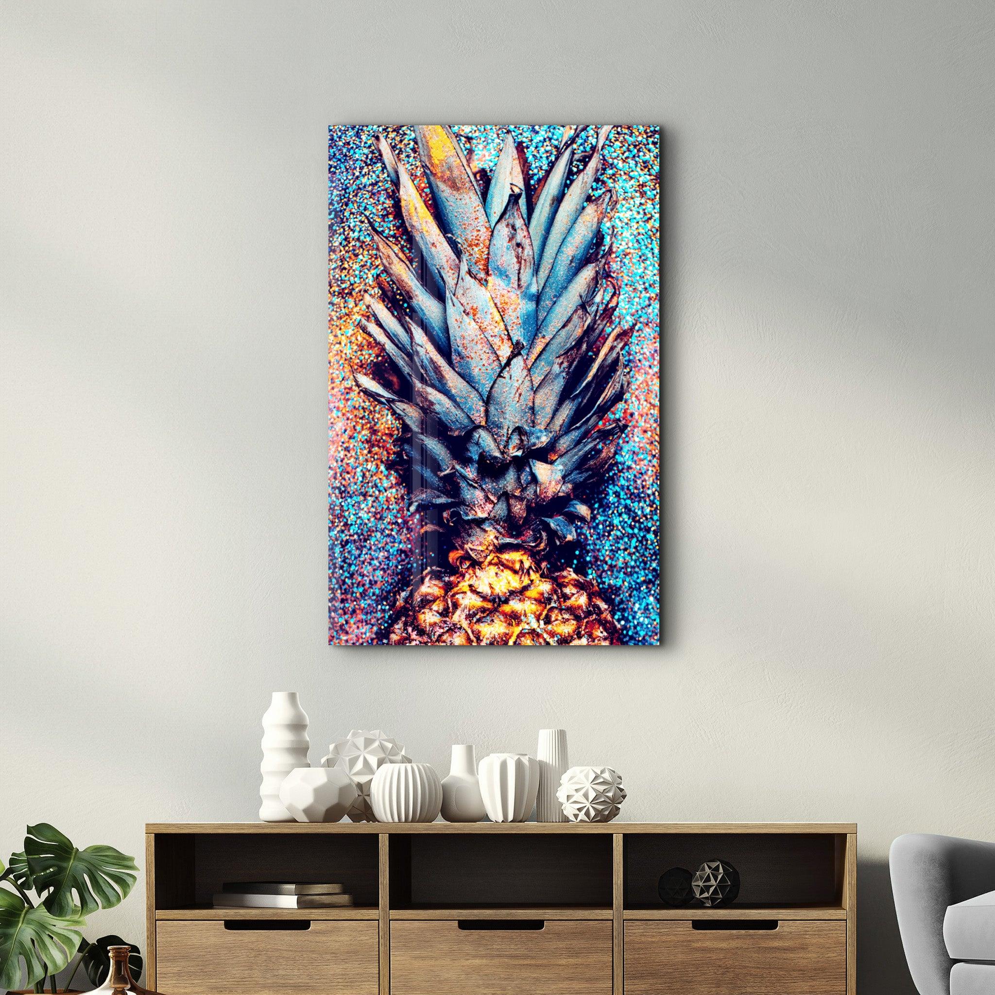 Pineapple V2 | Glass Wall Art - Artdesigna