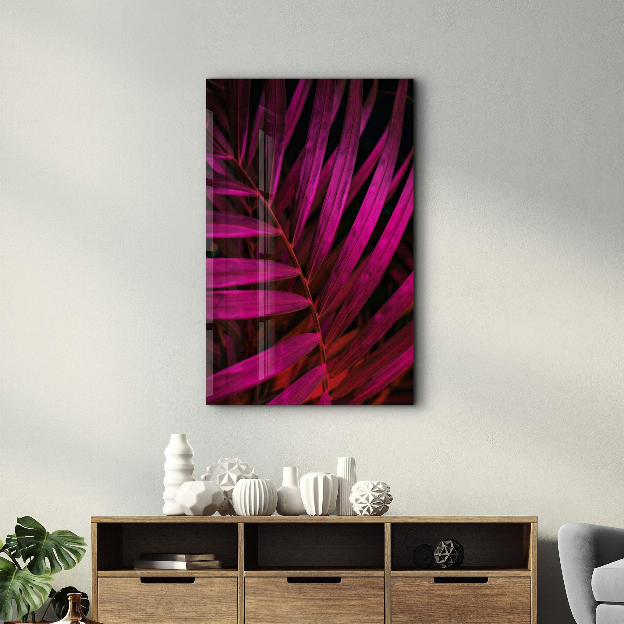 Purple Leaves | Glass Wall Art - Artdesigna