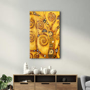 Abstract Golden Tree | Glass Wall Art - Artdesigna