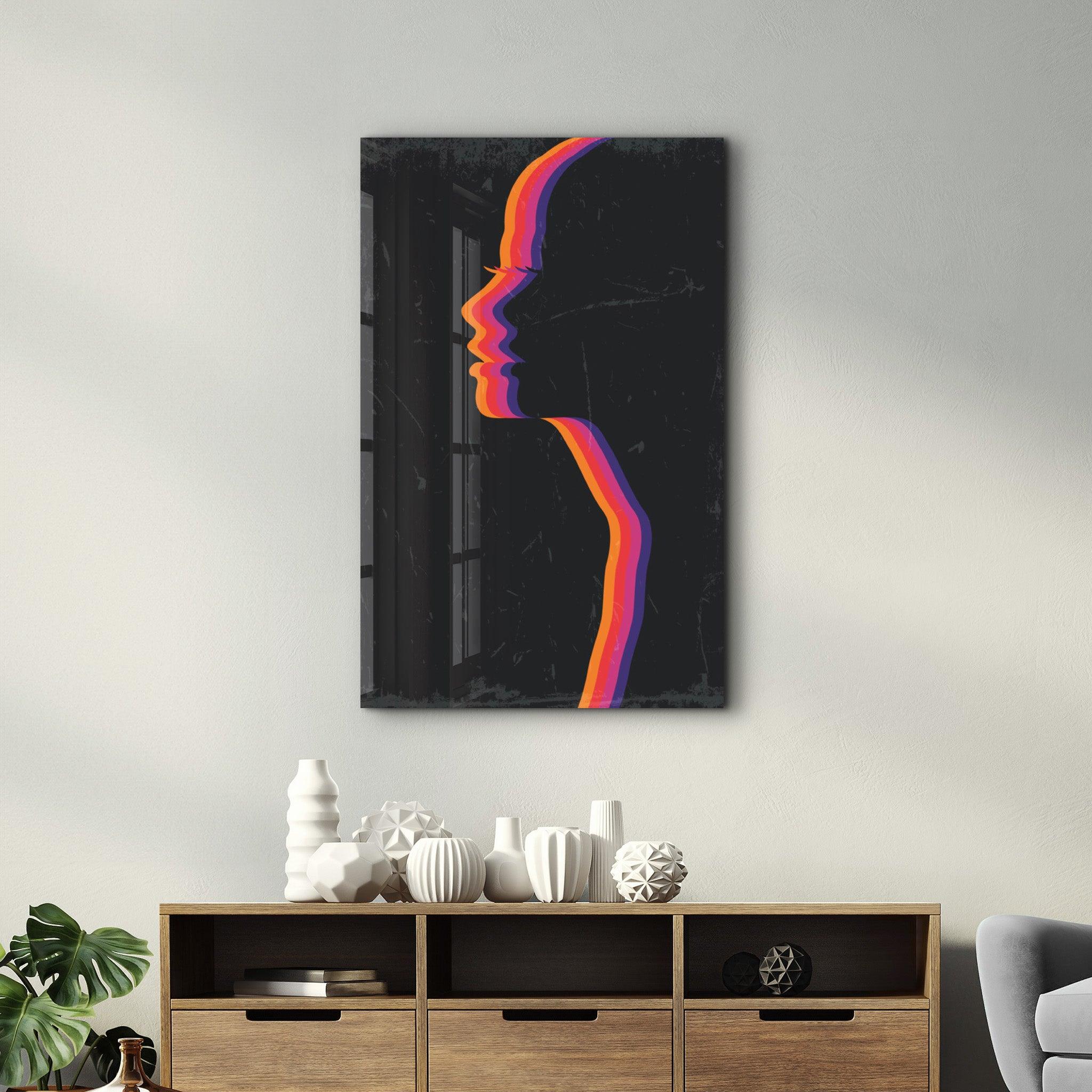 Face Lines v1 | Glass Wall Art - Artdesigna