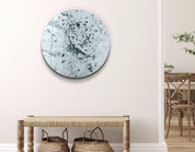 ・"Stone with Crystals - Light Blue"・Rounded Glass Wall Art - ArtDesigna Glass Printing Wall Art