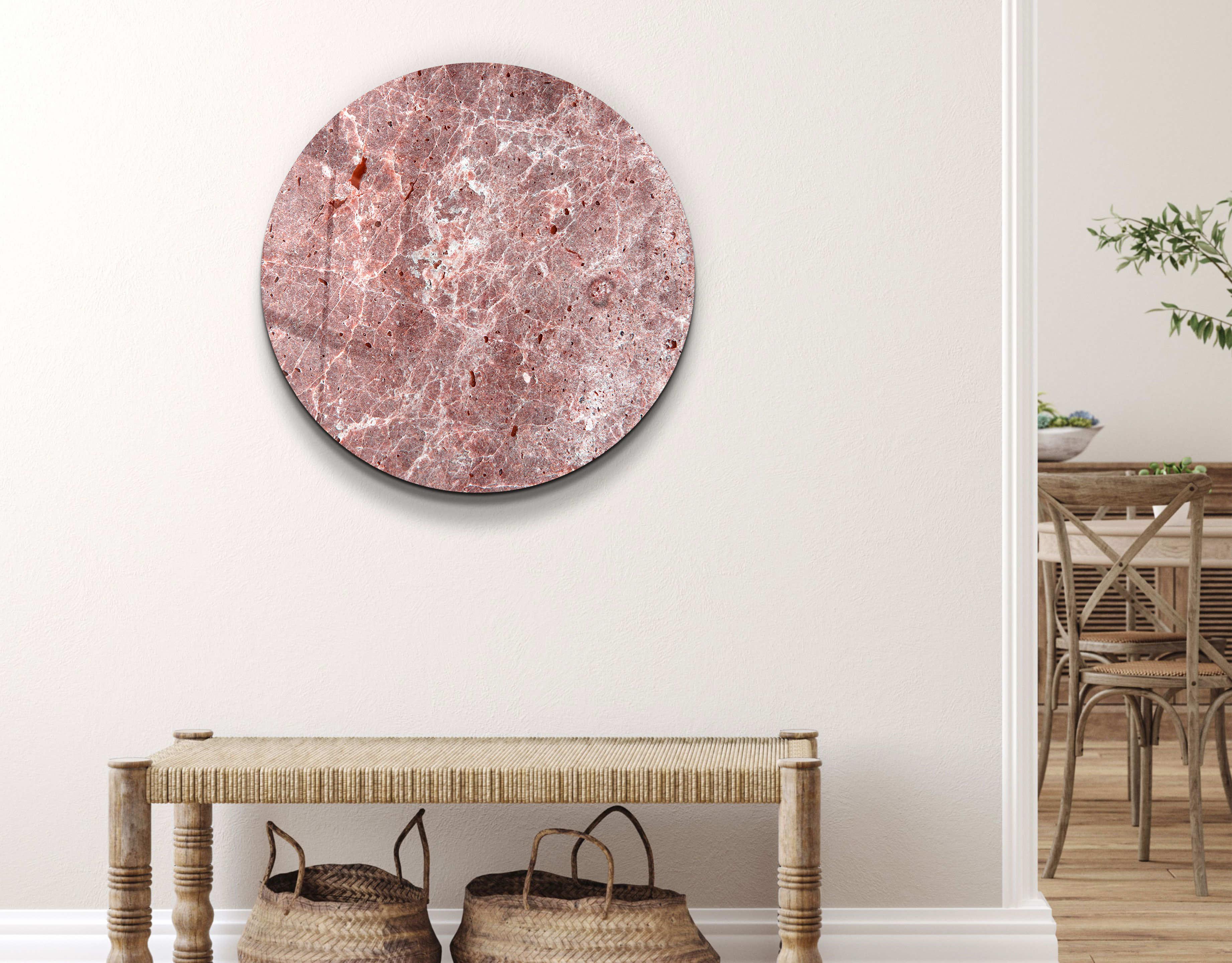 ・"Marble Stone - Off Red"・Rounded Glass Wall Art - ArtDesigna Glass Printing Wall Art