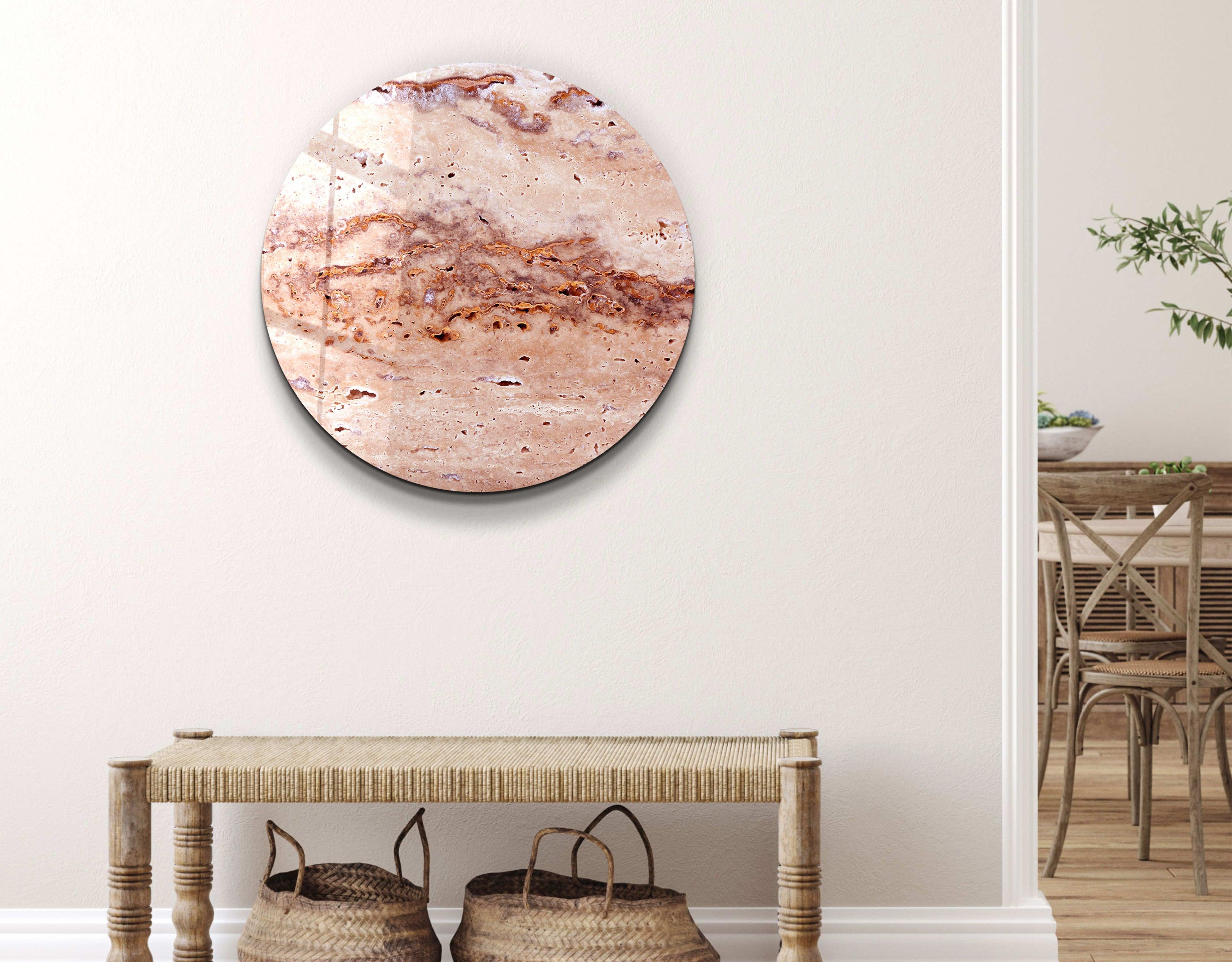 ・"Travertine - SunSet "・Rounded Glass Wall Art - ArtDesigna Glass Printing Wall Art