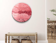 ・"Travertine Stone - PinkRed"・Rounded Glass Wall Art - ArtDesigna Glass Printing Wall Art