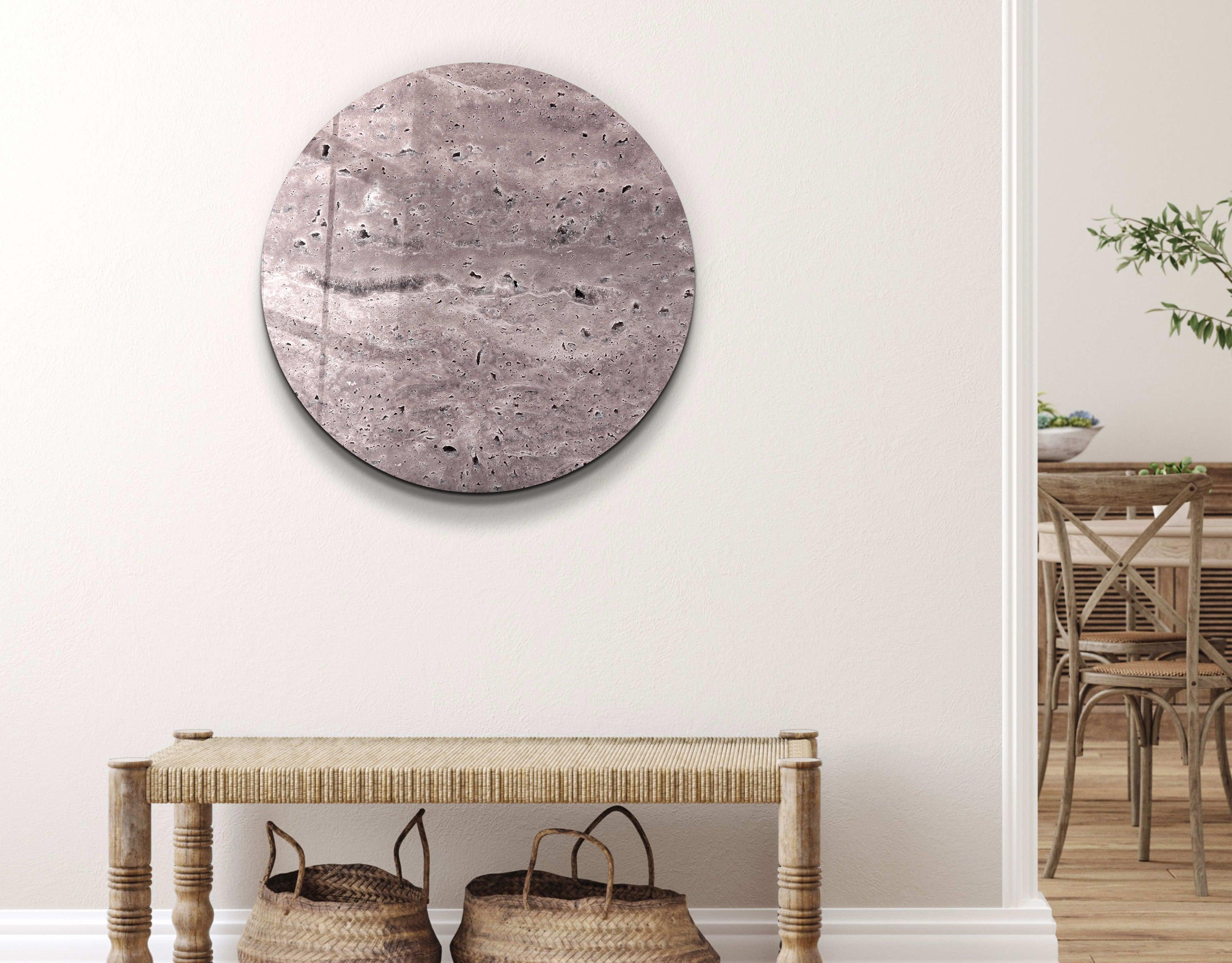 ・"Travertine - Moon - Light Plum"・Rounded Glass Wall Art - ArtDesigna Glass Printing Wall Art