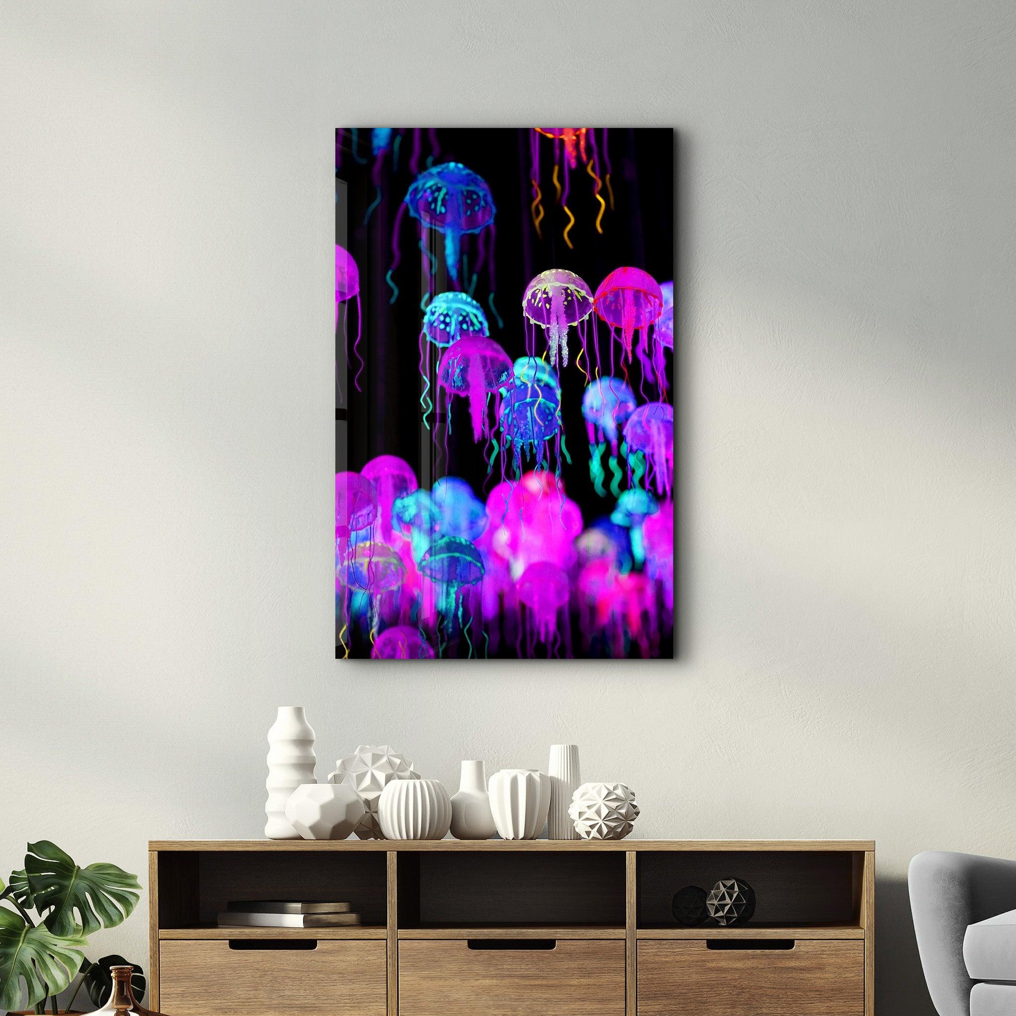 Jellyfish | Glass Wall Art - Artdesigna