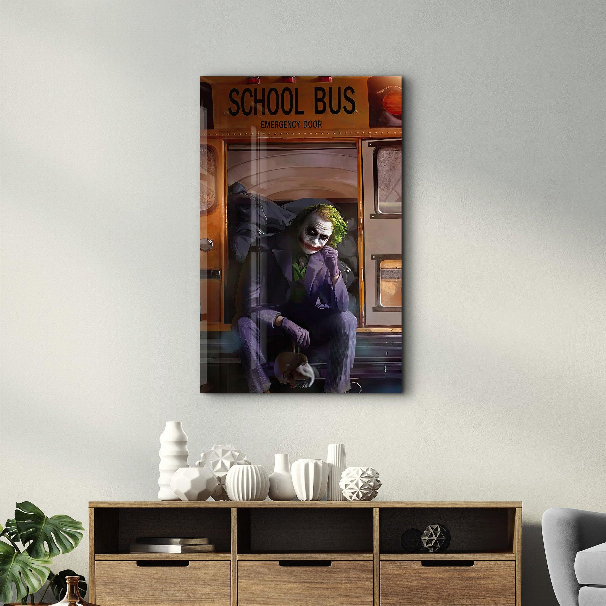 School Bus - Joker | Designer's Collection Glass Wall Art - Artdesigna