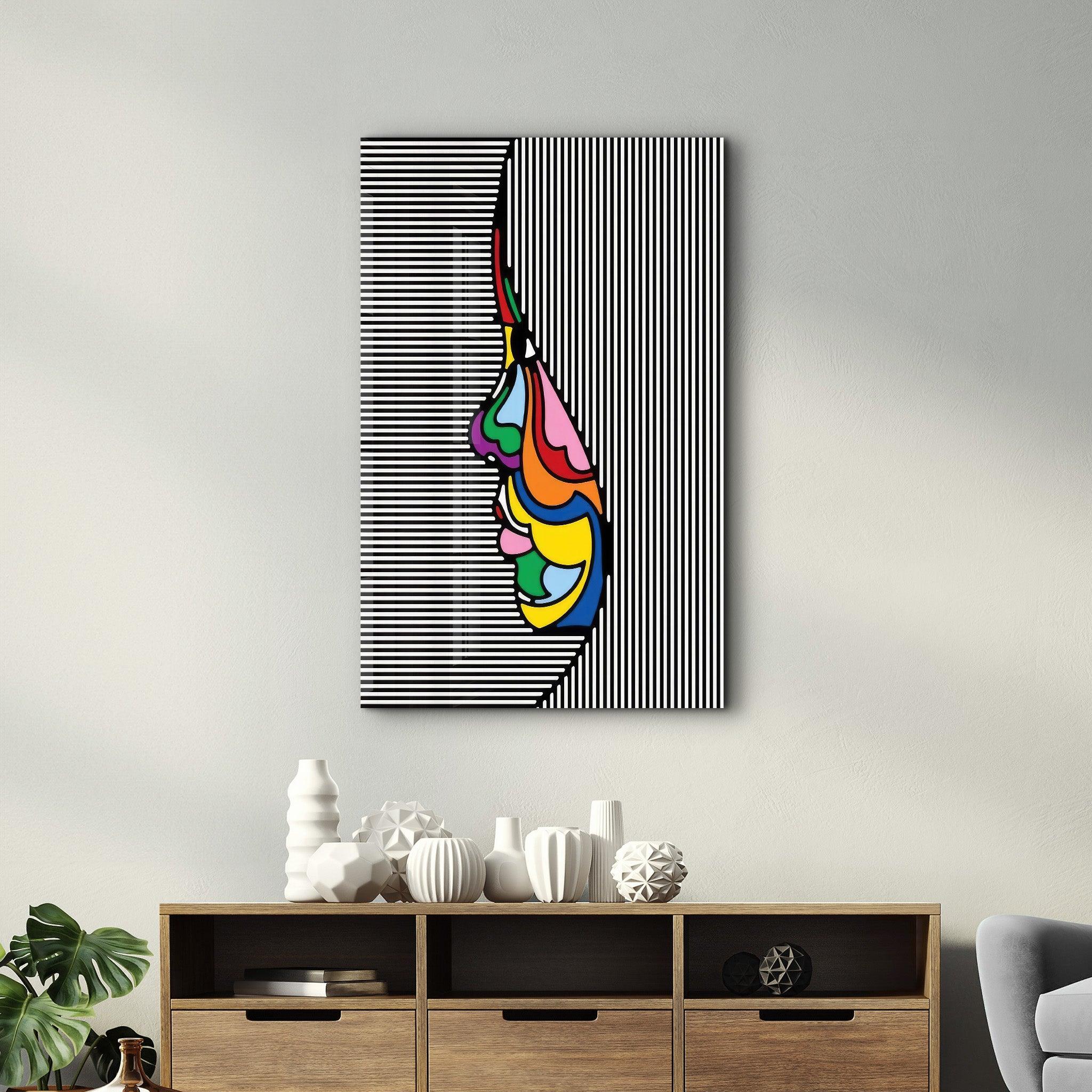 Lines and Face | Designer's Collection Glass Wall Art - Artdesigna