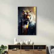 Mr. Tiger | Secret World Collection Glass Wall Art - Artdesigna