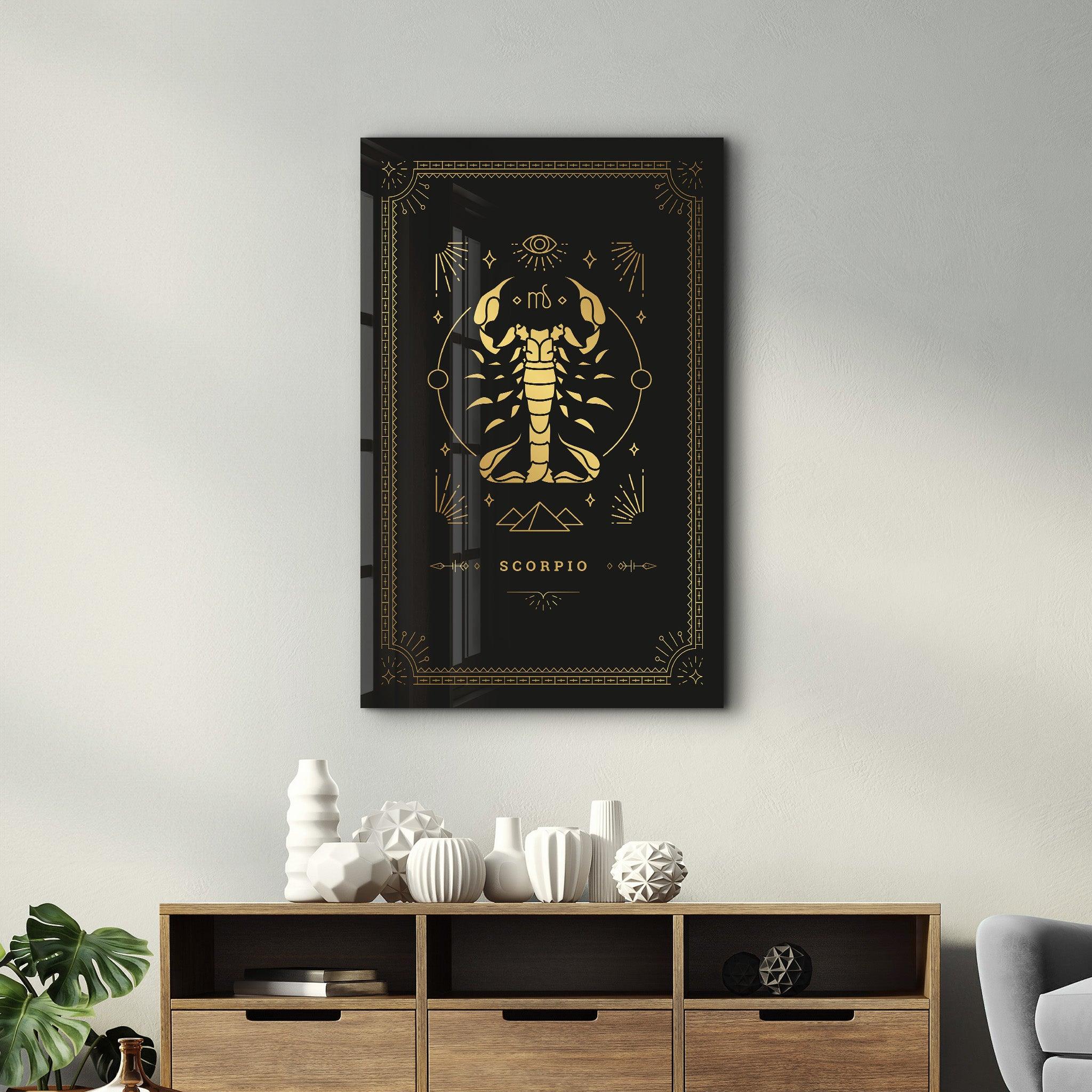 SCORPIO | Black Zodiac Collection Glass Wall Art - Artdesigna