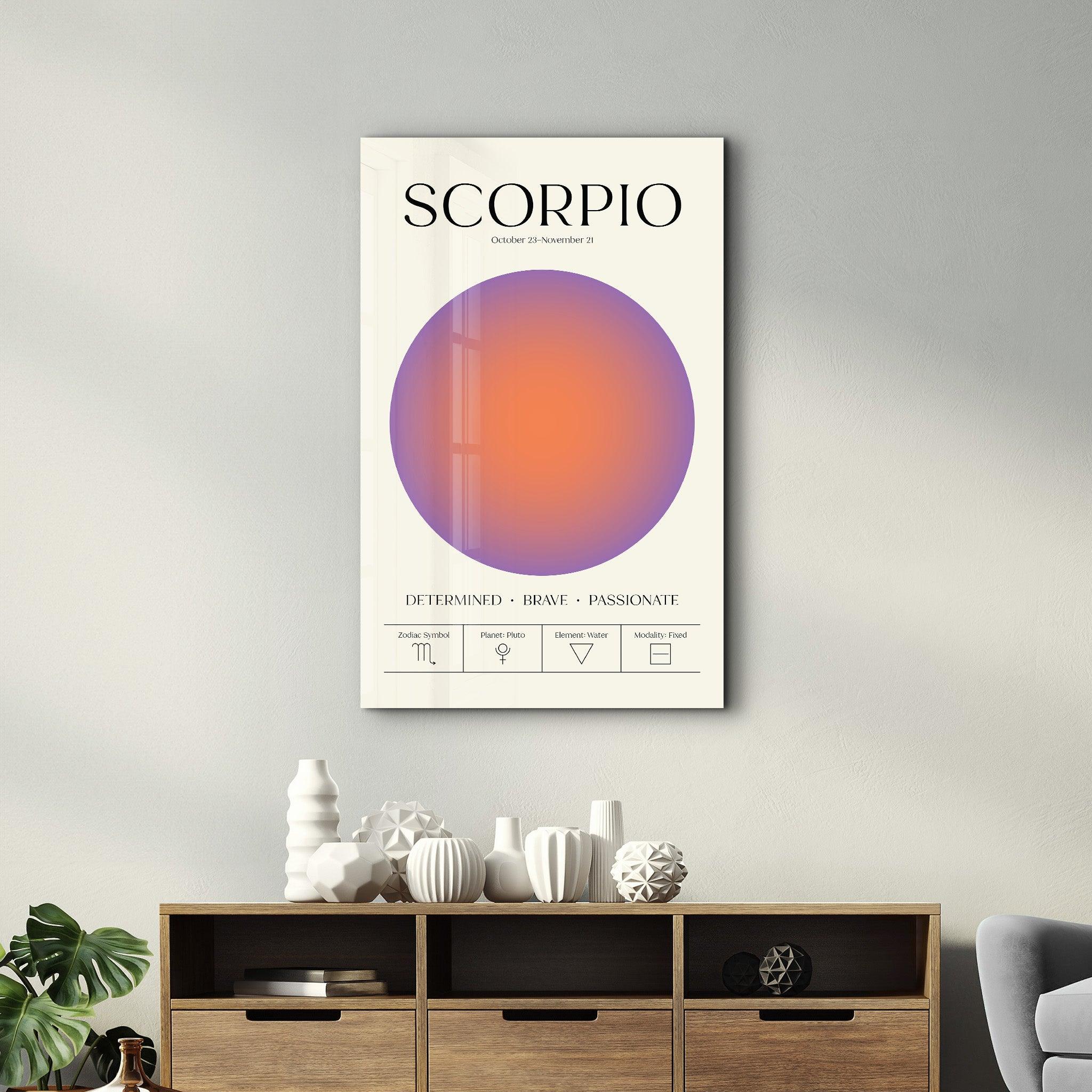 Scorpio - Aura Collection | Zodiac Glass Wall Art - Artdesigna