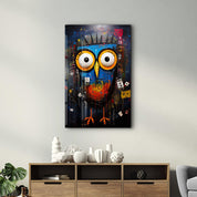 Owl Portrait | Glass Wall Art - Artdesigna