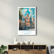 Amsterdam The Netherland 3-Travel Posters | Glass Wall Art - Artdesigna