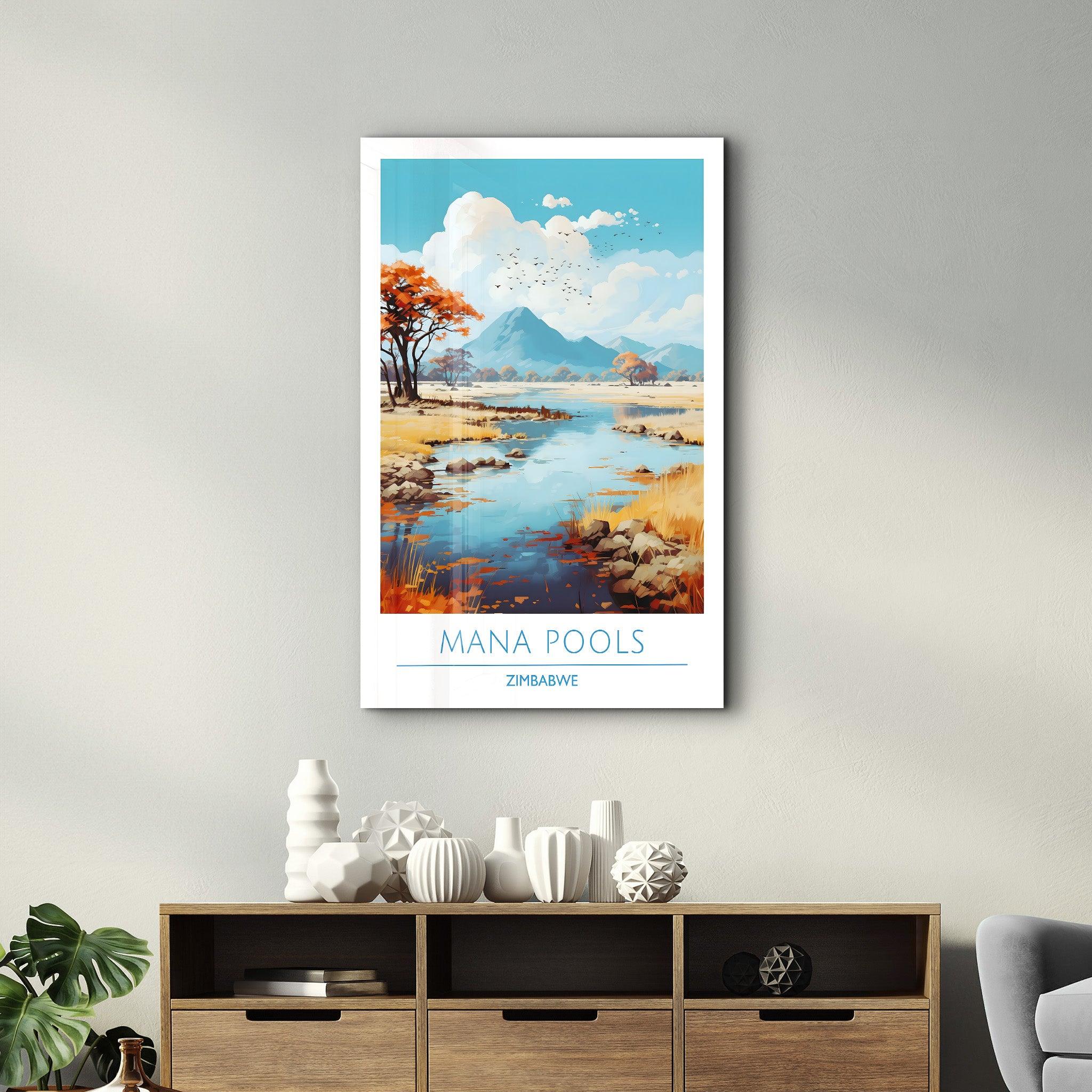 Mana Pools Zimbabwe-Travel Posters | Glass Wall Art - Artdesigna