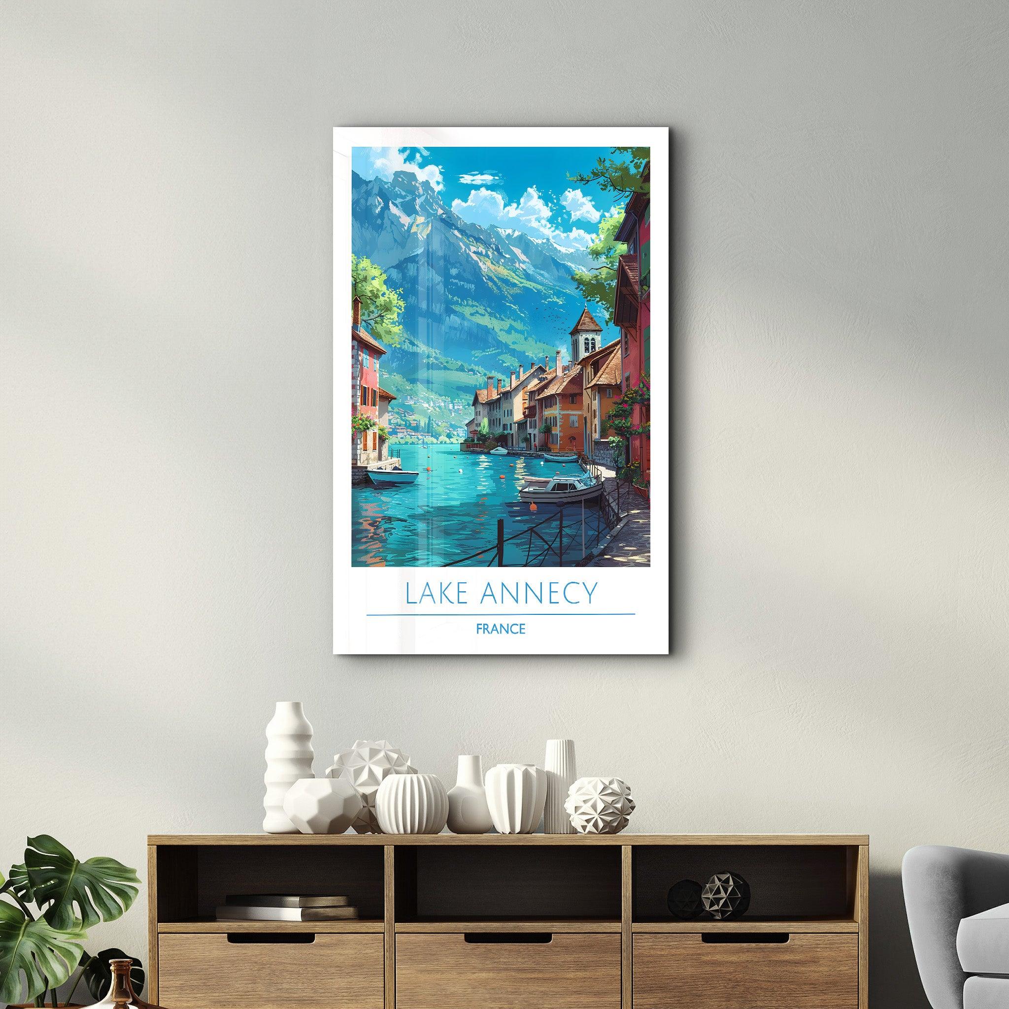 Lake Annecy France-Travel Posters | Glass Wall Art - Artdesigna