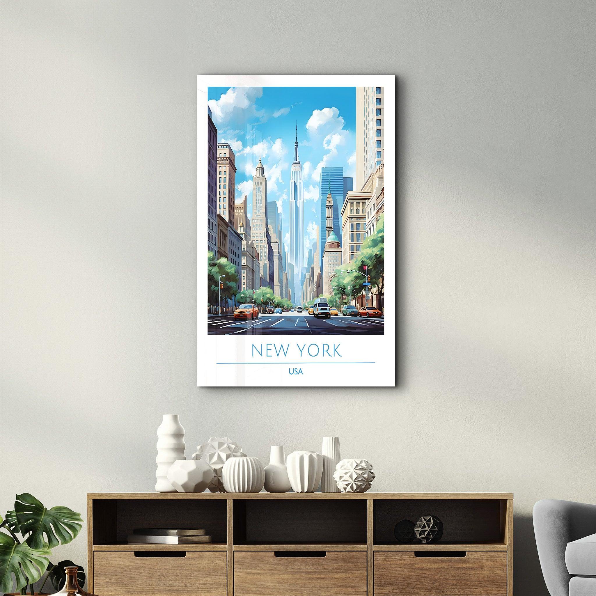 New York USA-Travel Posters | Glass Wall Art - Artdesigna