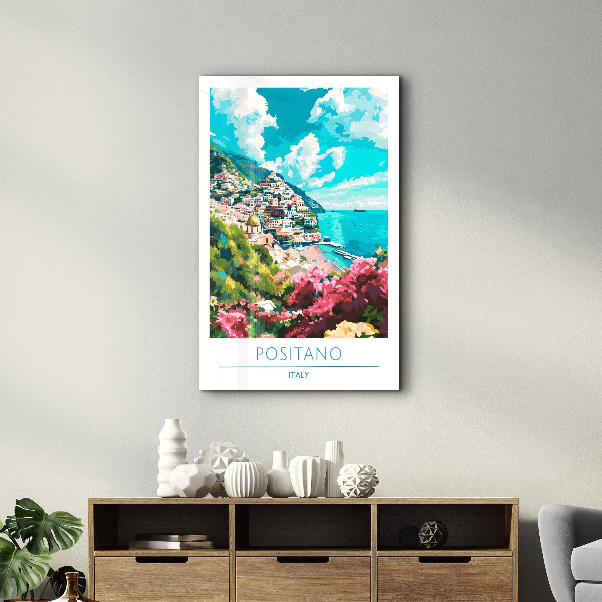 Positano Italy 2-Travel Posters | Glass Wall Art - Artdesigna