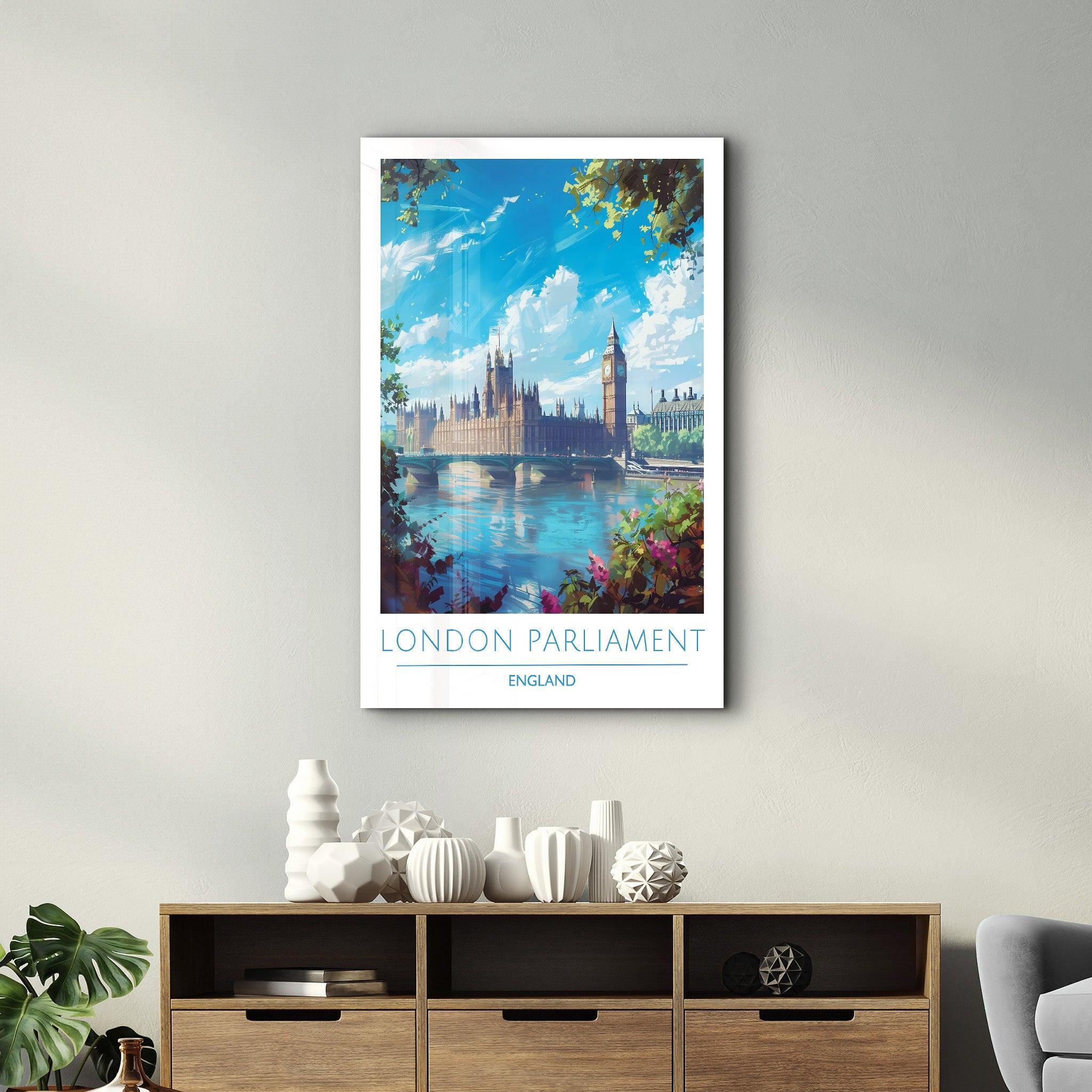 London Parliament England 2-Travel Posters | Glass Wall Art - Artdesigna