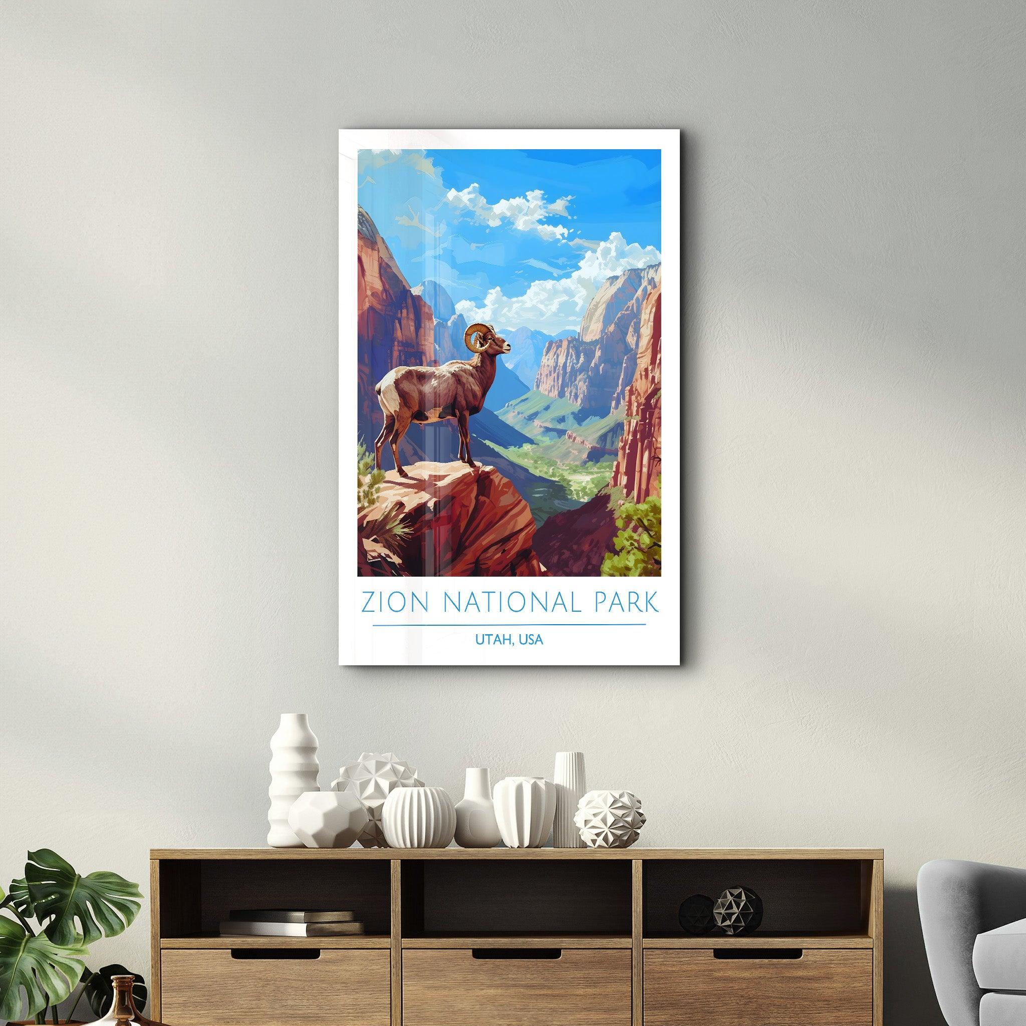 Zion National Park-Utah USA-Travel Posters | Glass Wall Art - Artdesigna