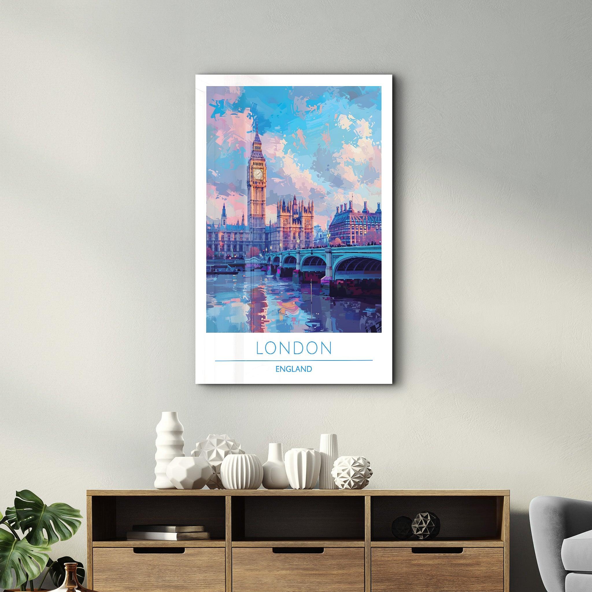 London England 4-Travel Posters | Glass Wall Art - Artdesigna