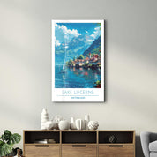 Lake Lucerne Switzerland-Travel Posters | Glass Wall Art - Artdesigna