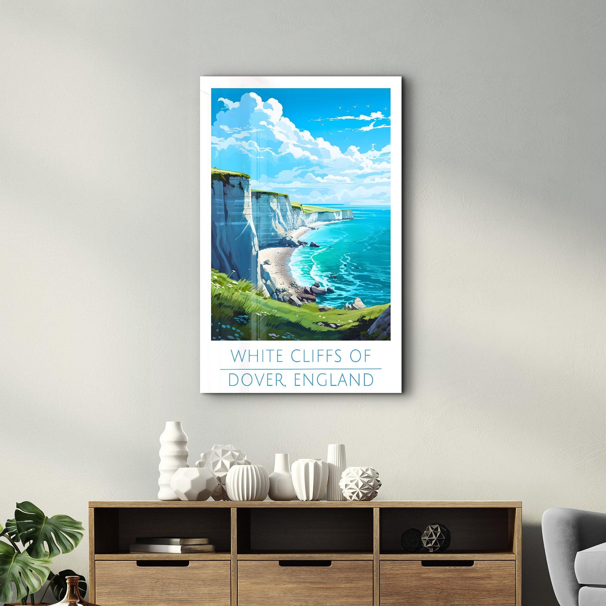 White Cliffs of Dover England-Travel Posters | Glass Wall Art - Artdesigna