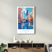 Chicago USA-Travel Posters | Glass Wall Art - Artdesigna