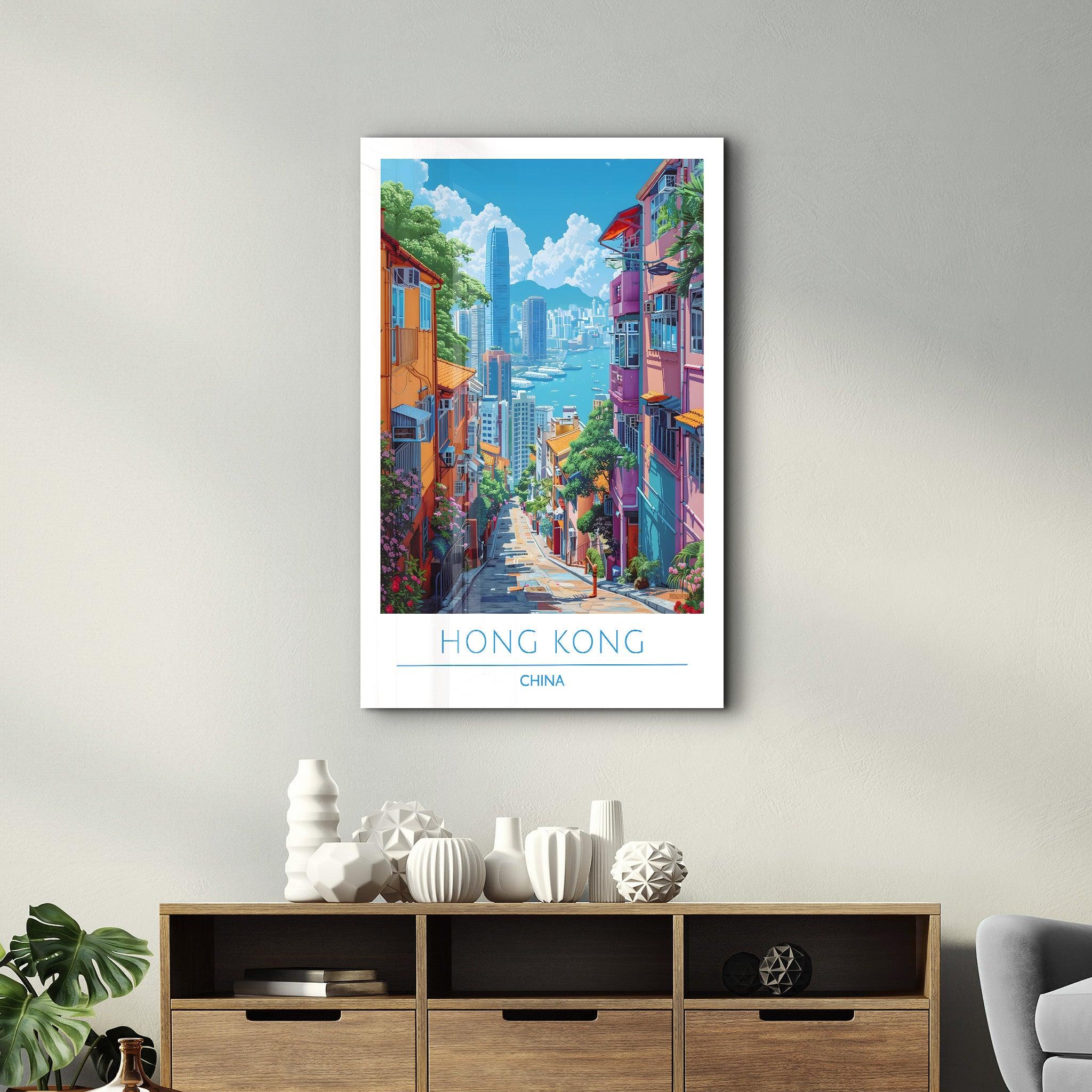 Hong Kong China-Travel Posters | Glass Wall Art - Artdesigna