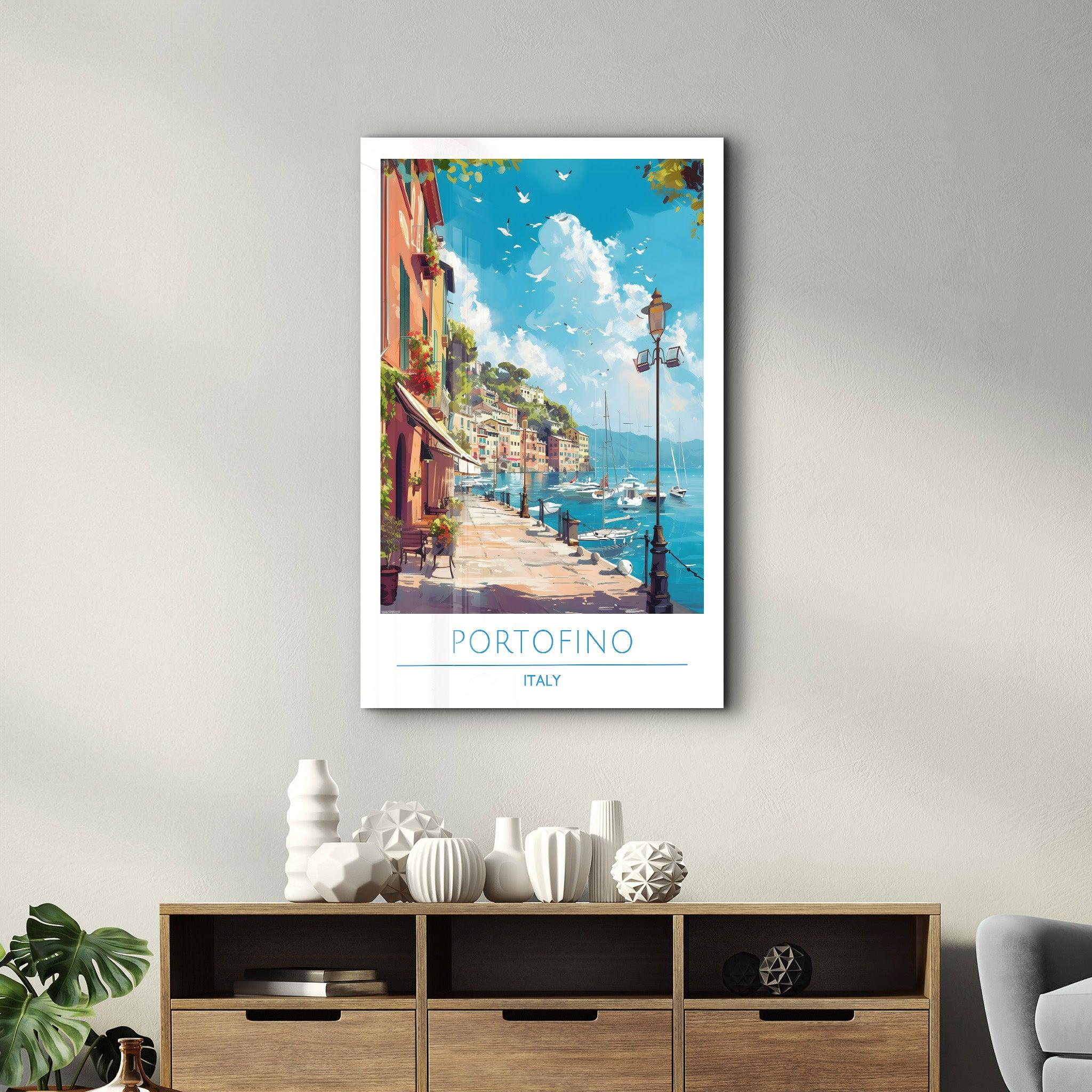 Portofino Italy-Travel Posters | Glass Wall Art - Artdesigna