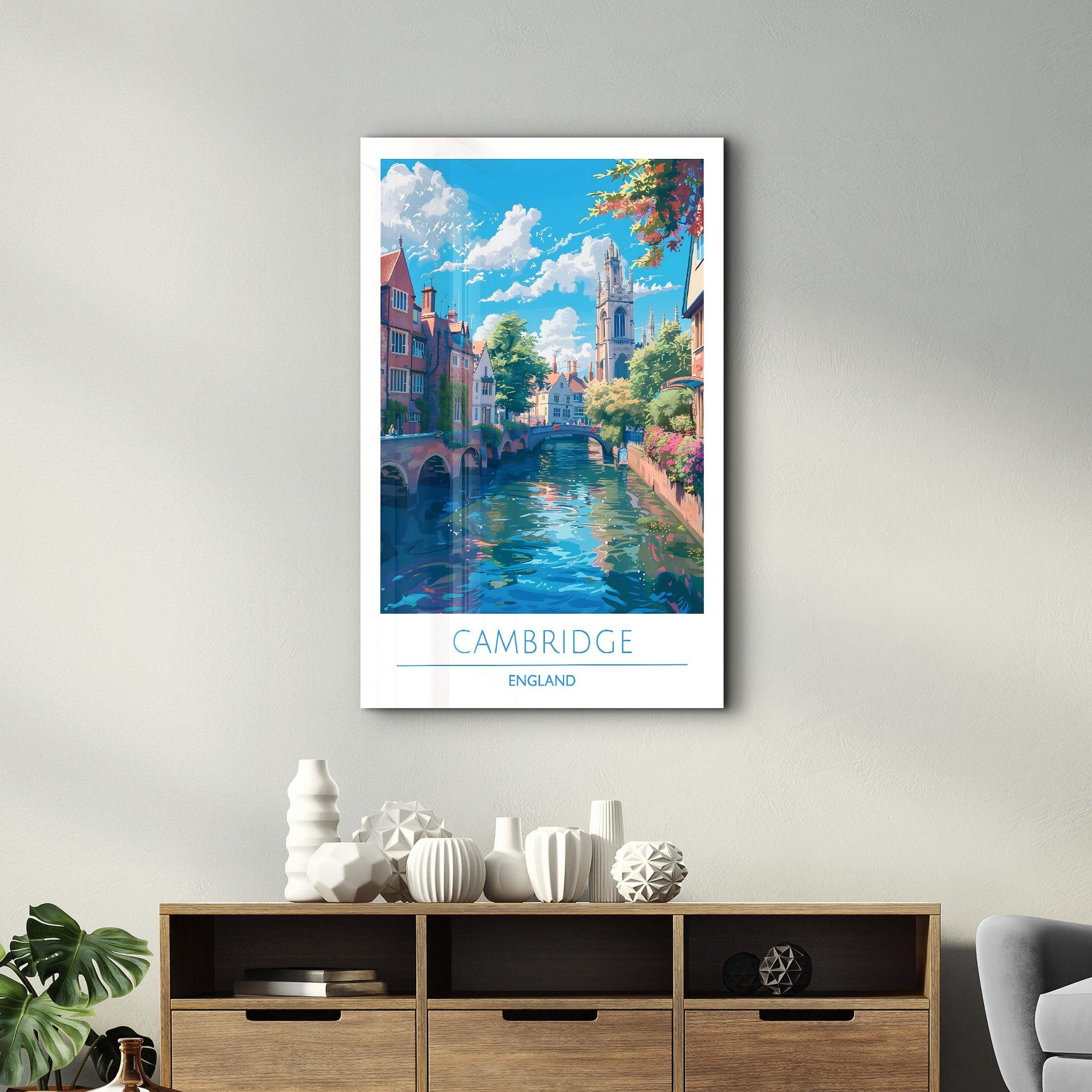 Cambridge England-Travel Posters | Glass Wall Art - Artdesigna