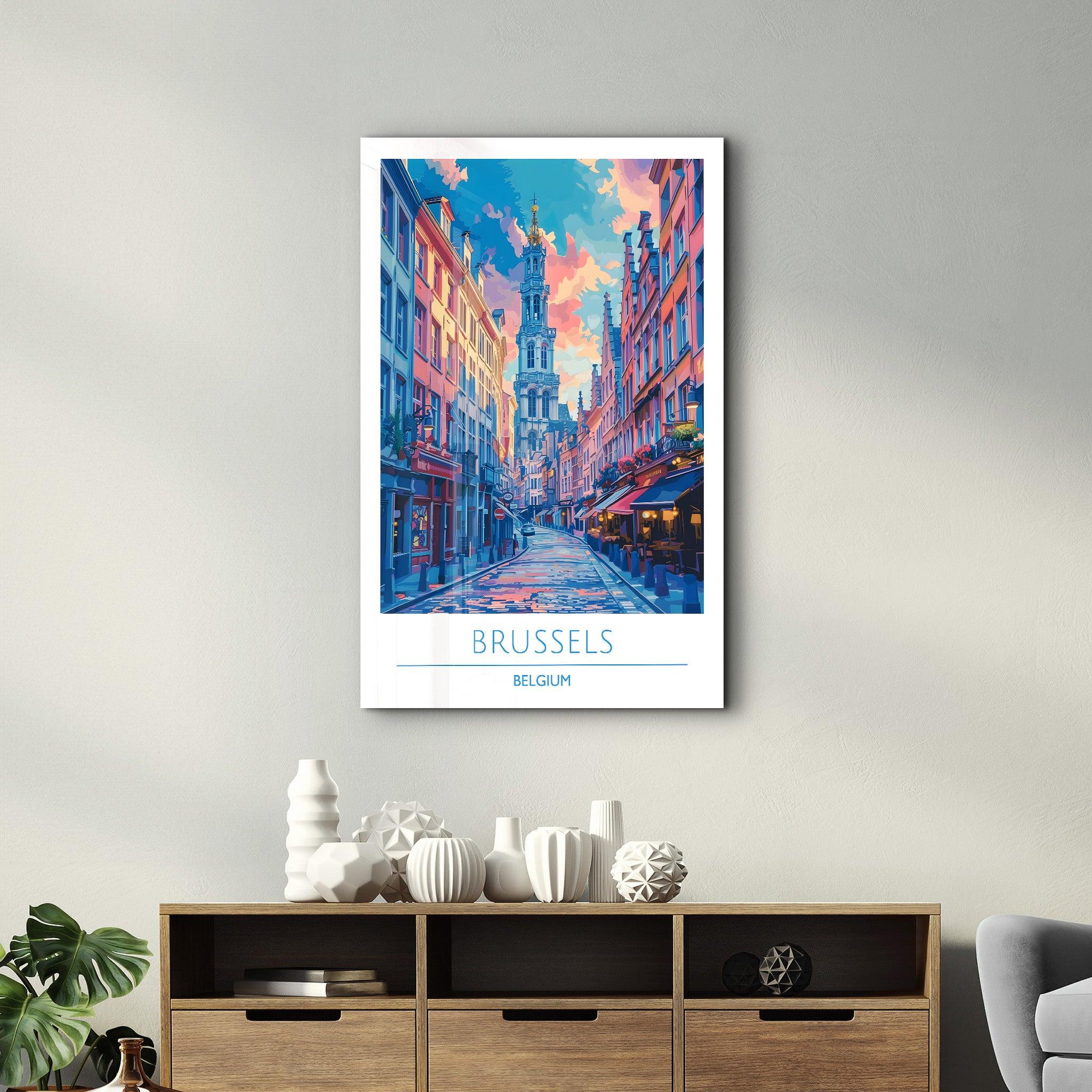 Brussels Belgium 2-Travel Posters | Glass Wall Art - Artdesigna