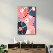 Pink Records - Glass Wall Art - Artdesigna