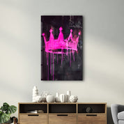 Pink Crown - Glass Wall Art - Artdesigna