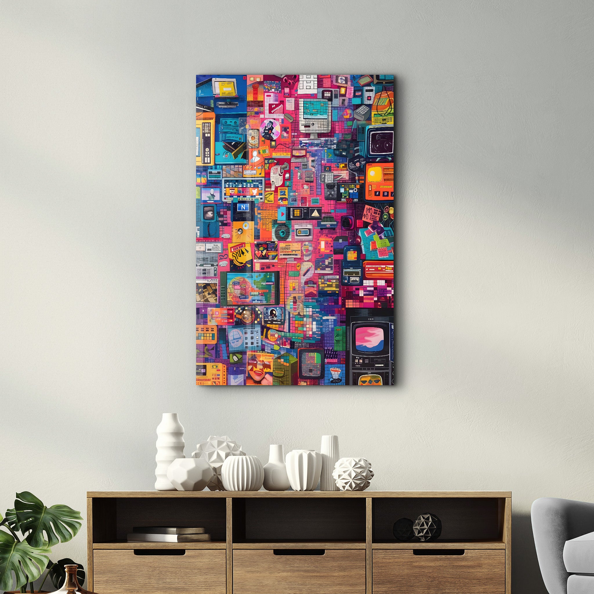 Abstract Music Collage- Glass Wall Art - Artdesigna