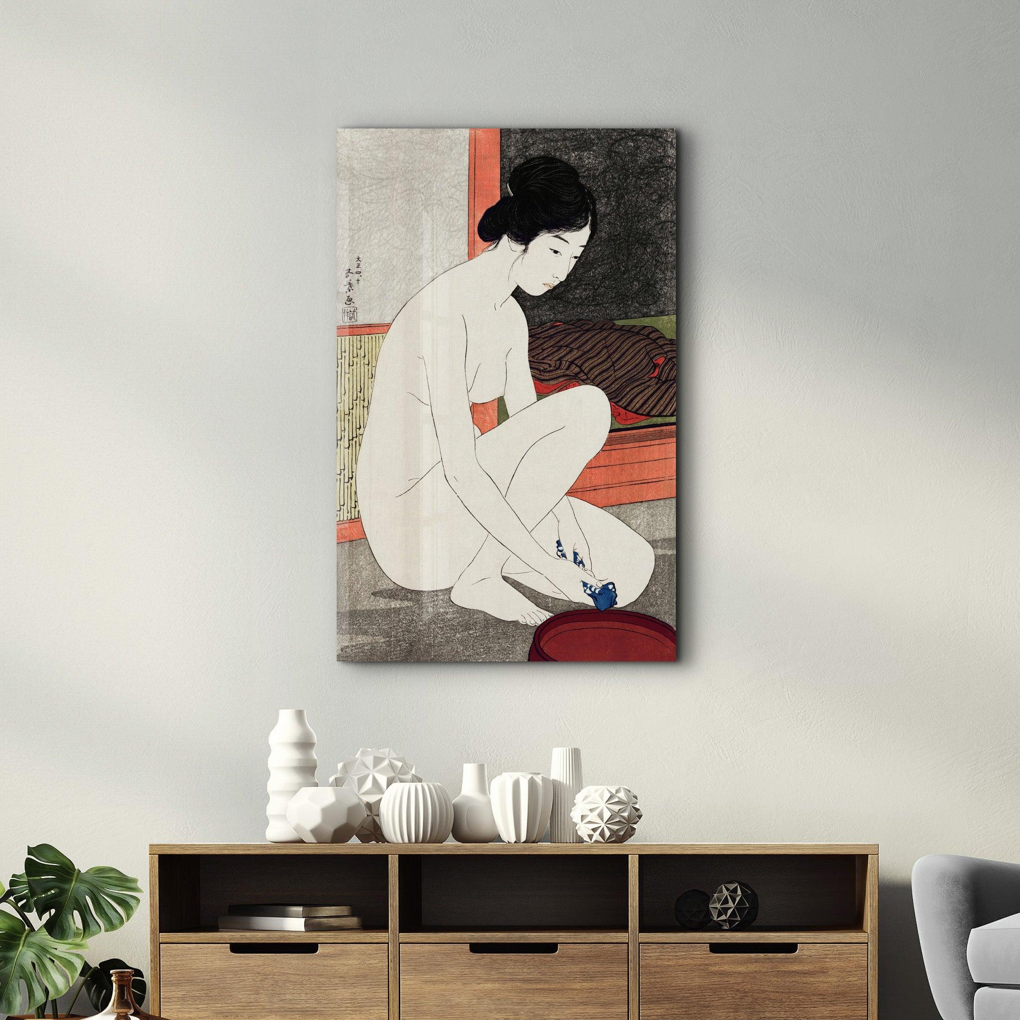 Goyō Hashiguchi art print, Yokugo no onna painting (1915) | Glass Wall Art - Artdesigna