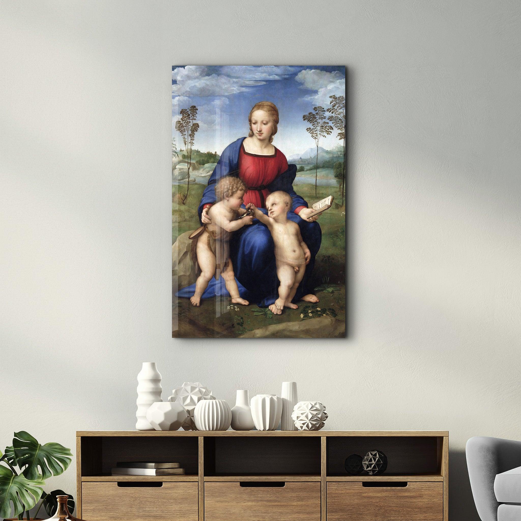 Raphael's Madonna of the Goldfinch (1505–1506) | Glass Wall Art - Artdesigna