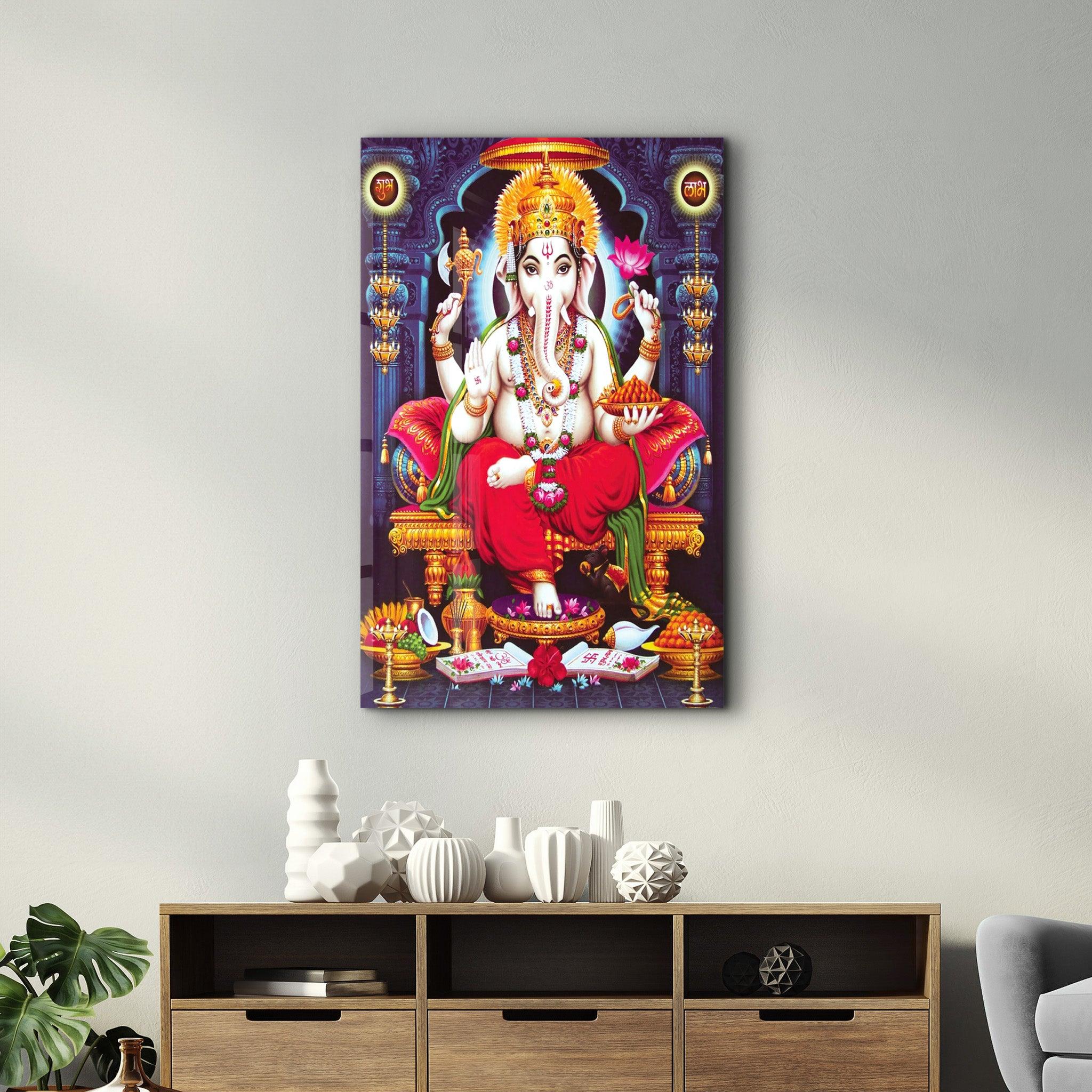 Lord Ganesh | Glass Wall Art - Artdesigna