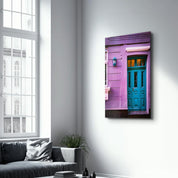 Blue Door | Glass Wall Art - Artdesigna